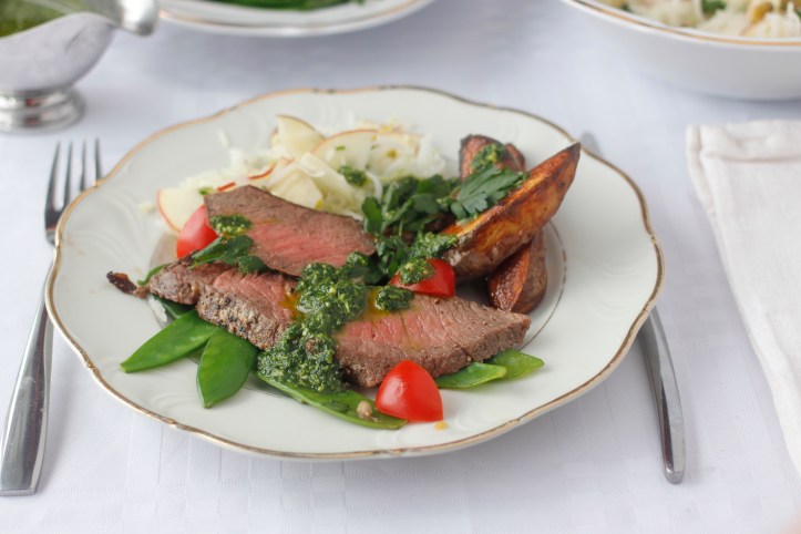 Nautasteik með kryddjurtasósu (2)